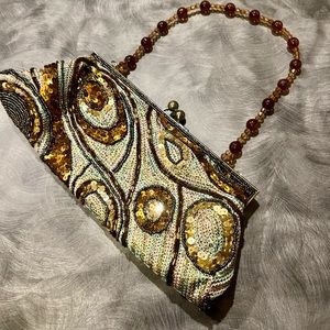 FUNKY BEADED with BEADED HANDLE PURSE